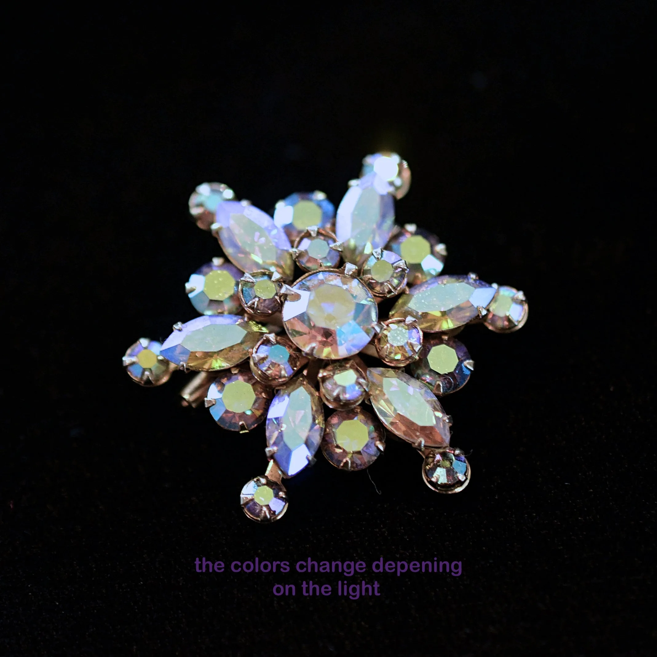 SOLD Vintage Aurora Borealis Rhinestone Brooch