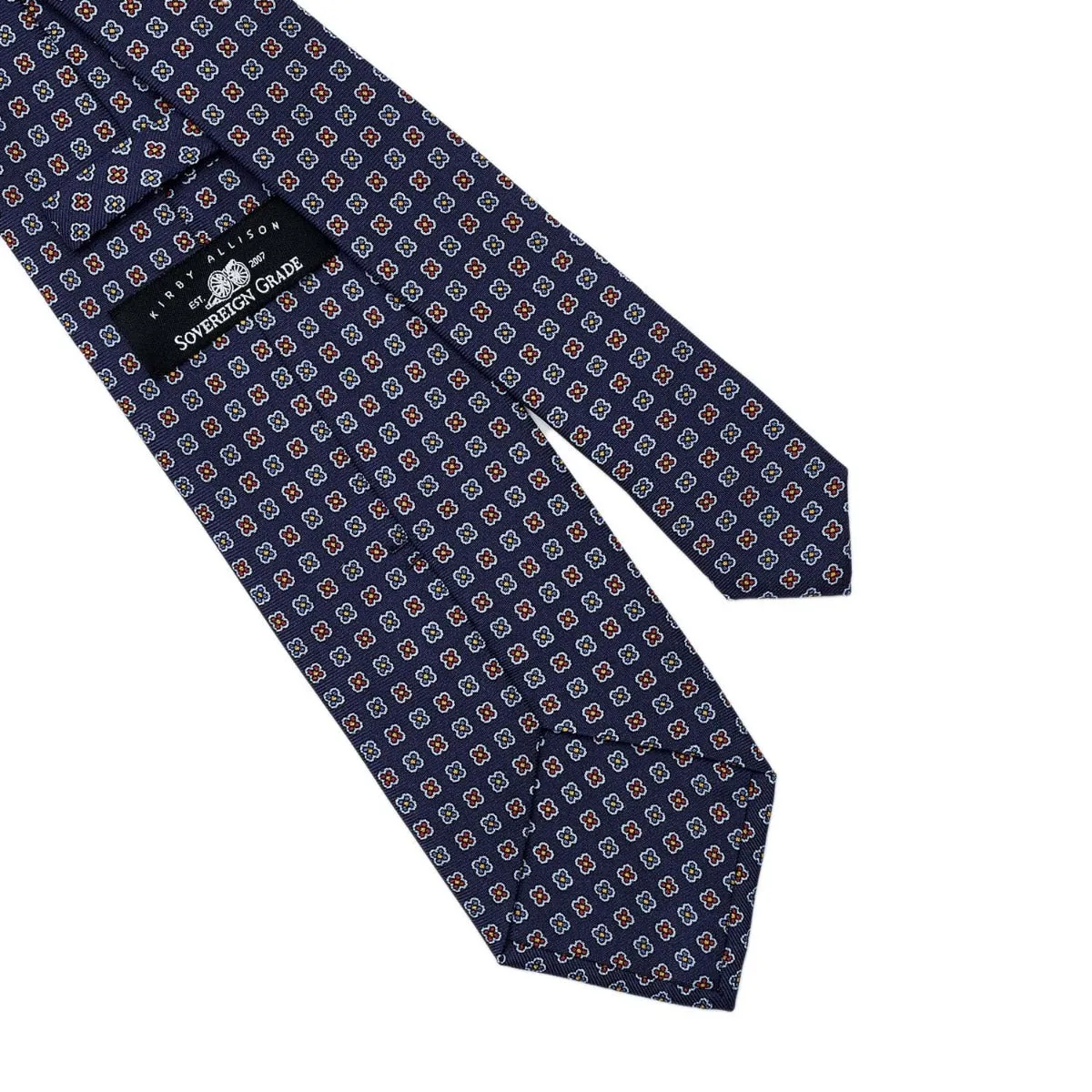 Sovereign Grade Navy Daisy 36oz Printed Silk Tie