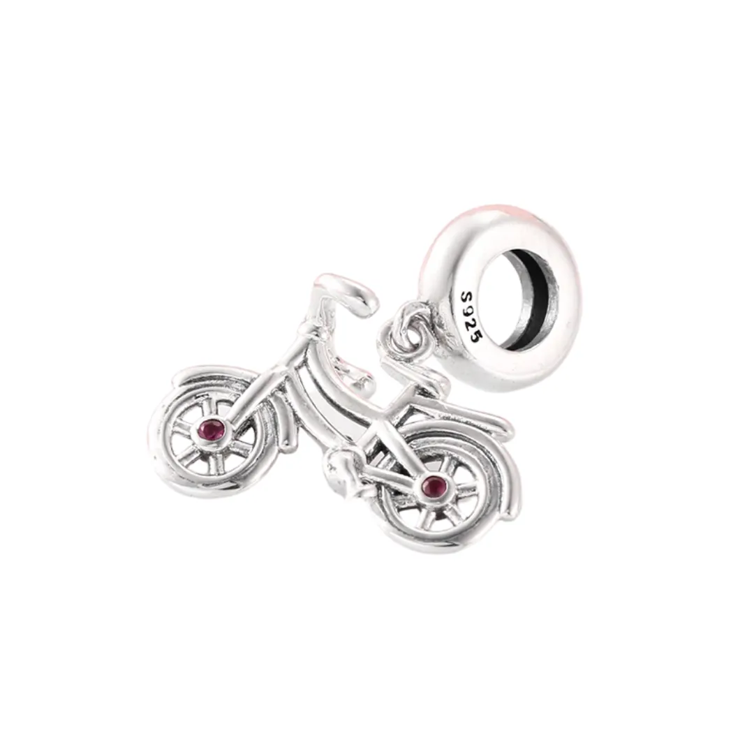 Speedy Bicycle Dangle Charm 925 Sterling Silver