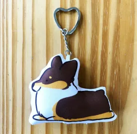 Sploot Tricolor Corgi Pillow Keychain