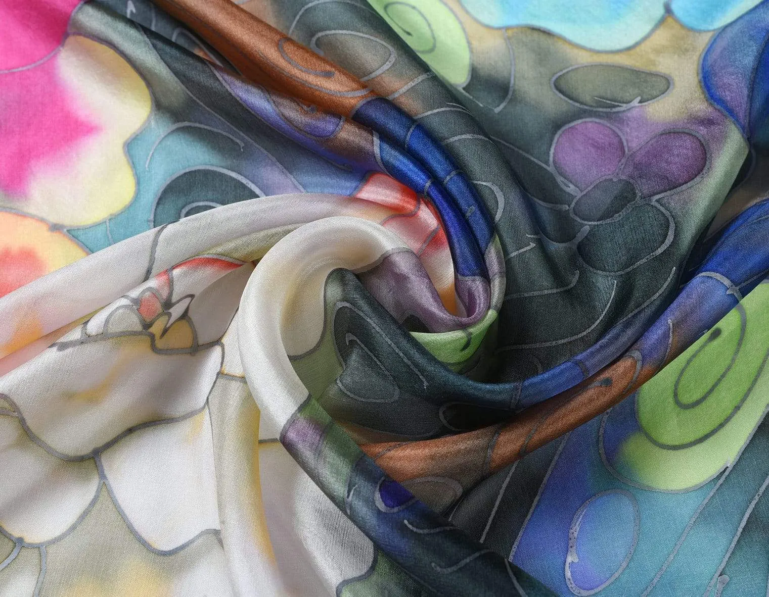 Elegant Hand-Painted Silk Scarf - Suzy Square Design