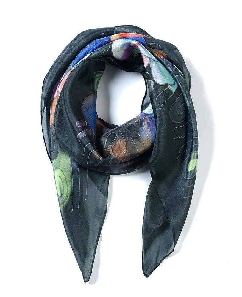 Elegant Hand-Painted Silk Scarf - Suzy Square Design