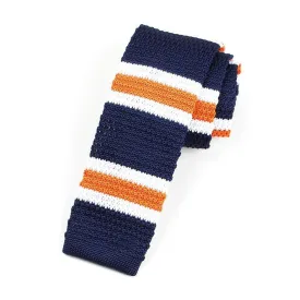 Striped Knitted Flat End Slim Tie