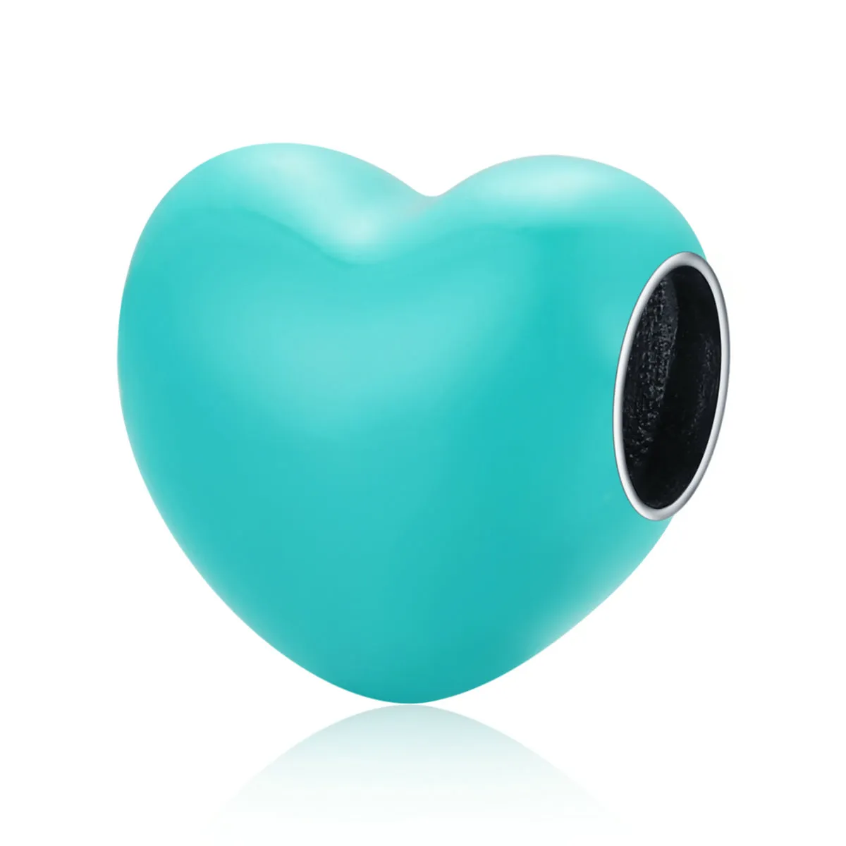 Teal Enamel Heart Charm 925 Sterling Silver