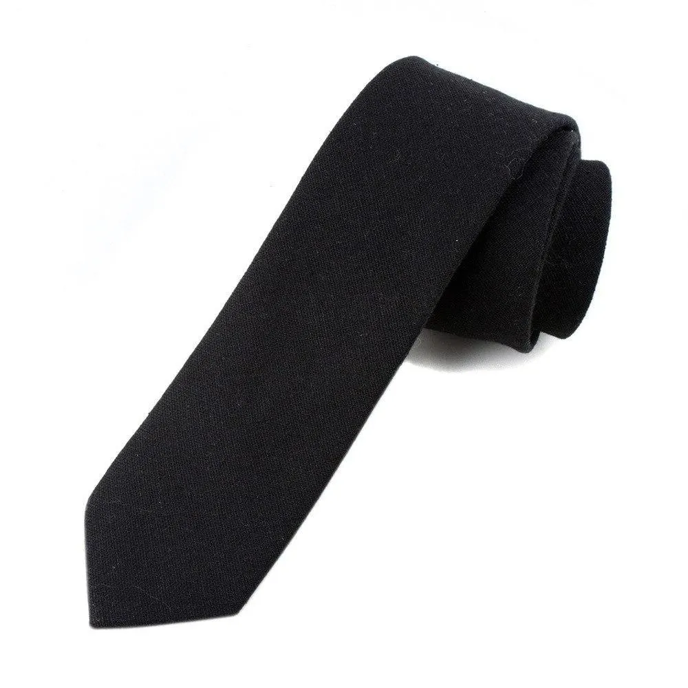 Textured Solid Linen Slim Tie