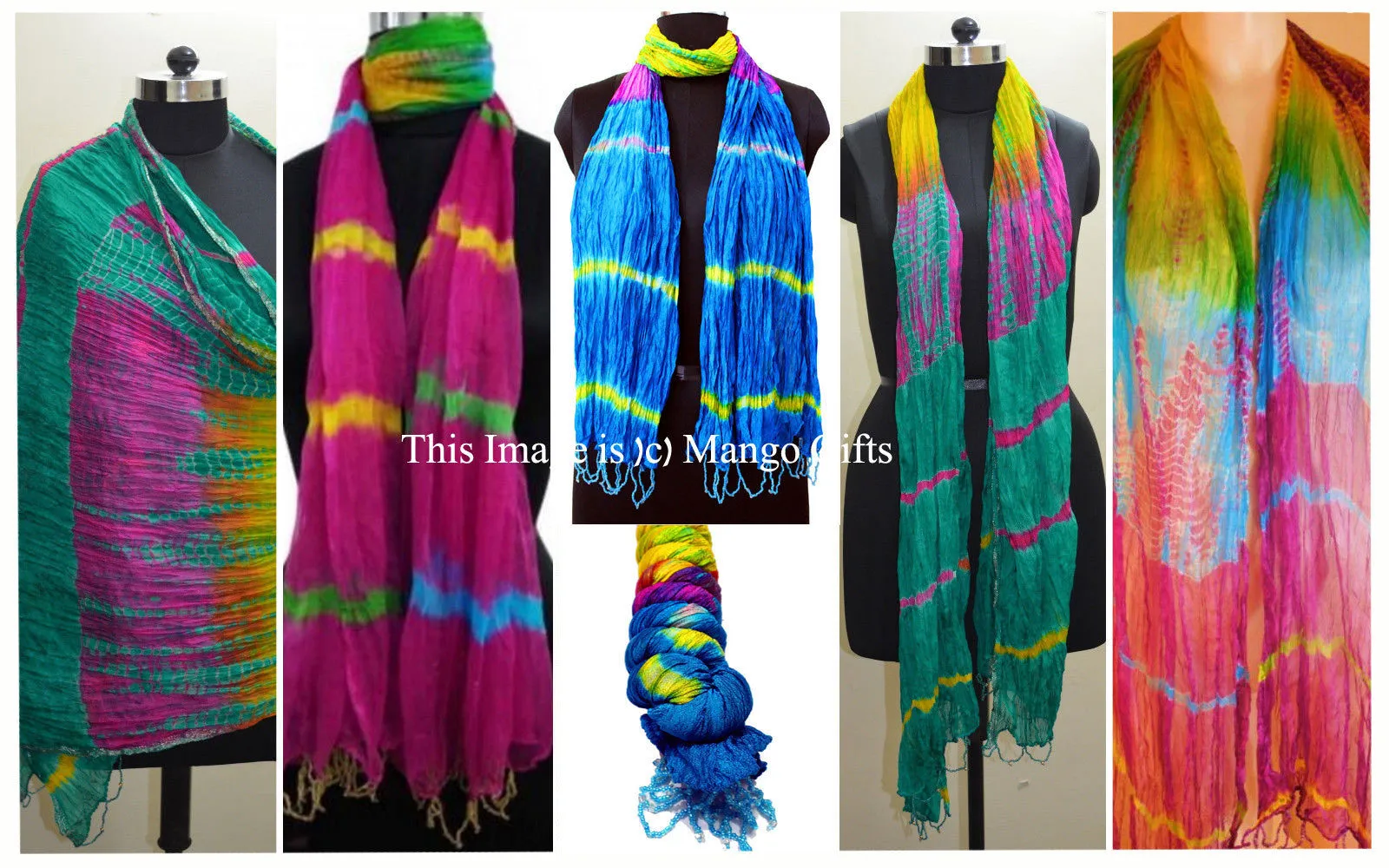 Tie-Dye Chiffon Scarves Stoles Wrap Dupatta Multi Coloured Women Sari Scarf Boho Fashion Accessories