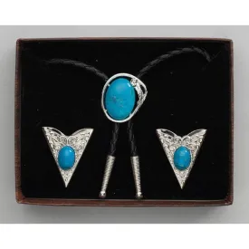 Turquoise Bolo Tie & Collar Tip Set