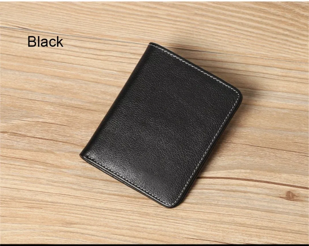 Ultra Slim Genuine Leather Short Wallet Mini Card Holder