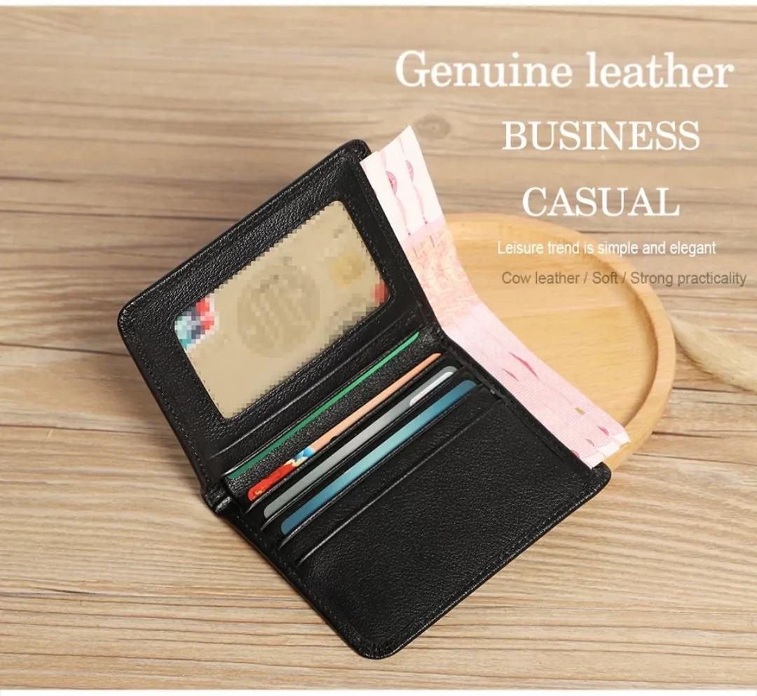 Ultra Slim Genuine Leather Short Wallet Mini Card Holder