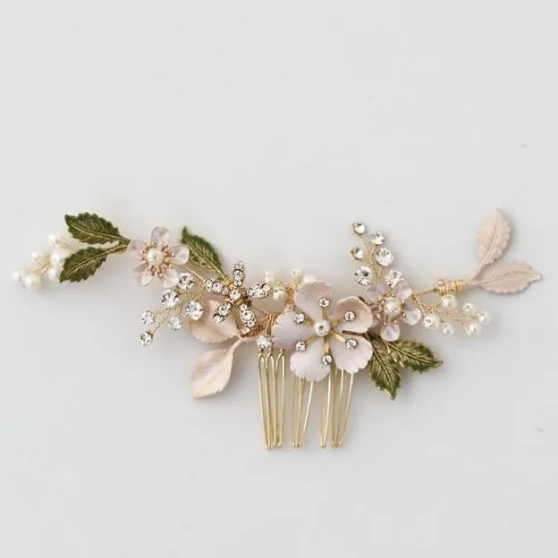 V133. floral bridal hair vine