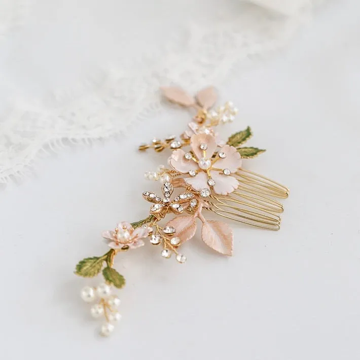 V133. floral bridal hair vine