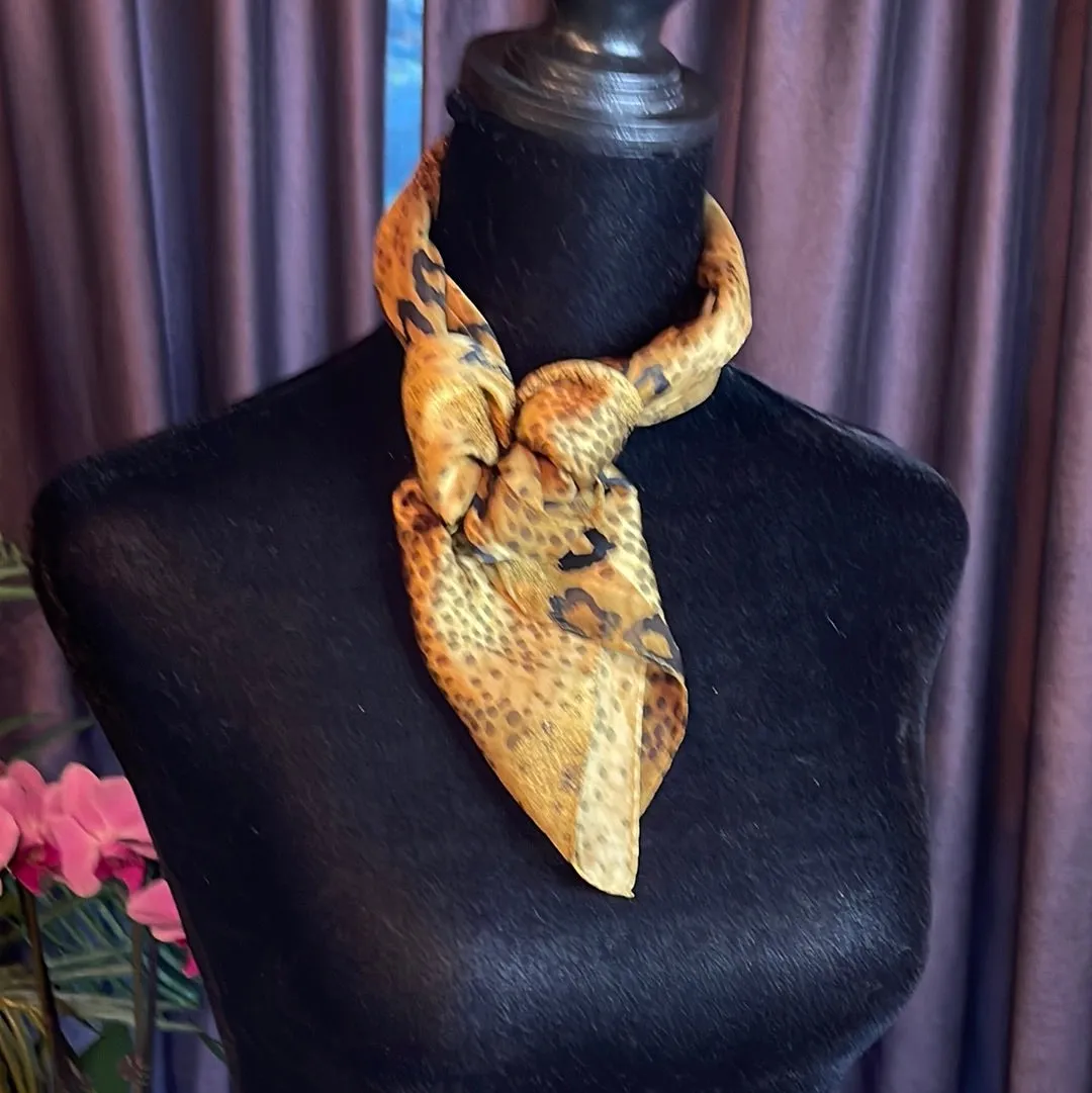 Vintage Gold animal print Silk Scarf