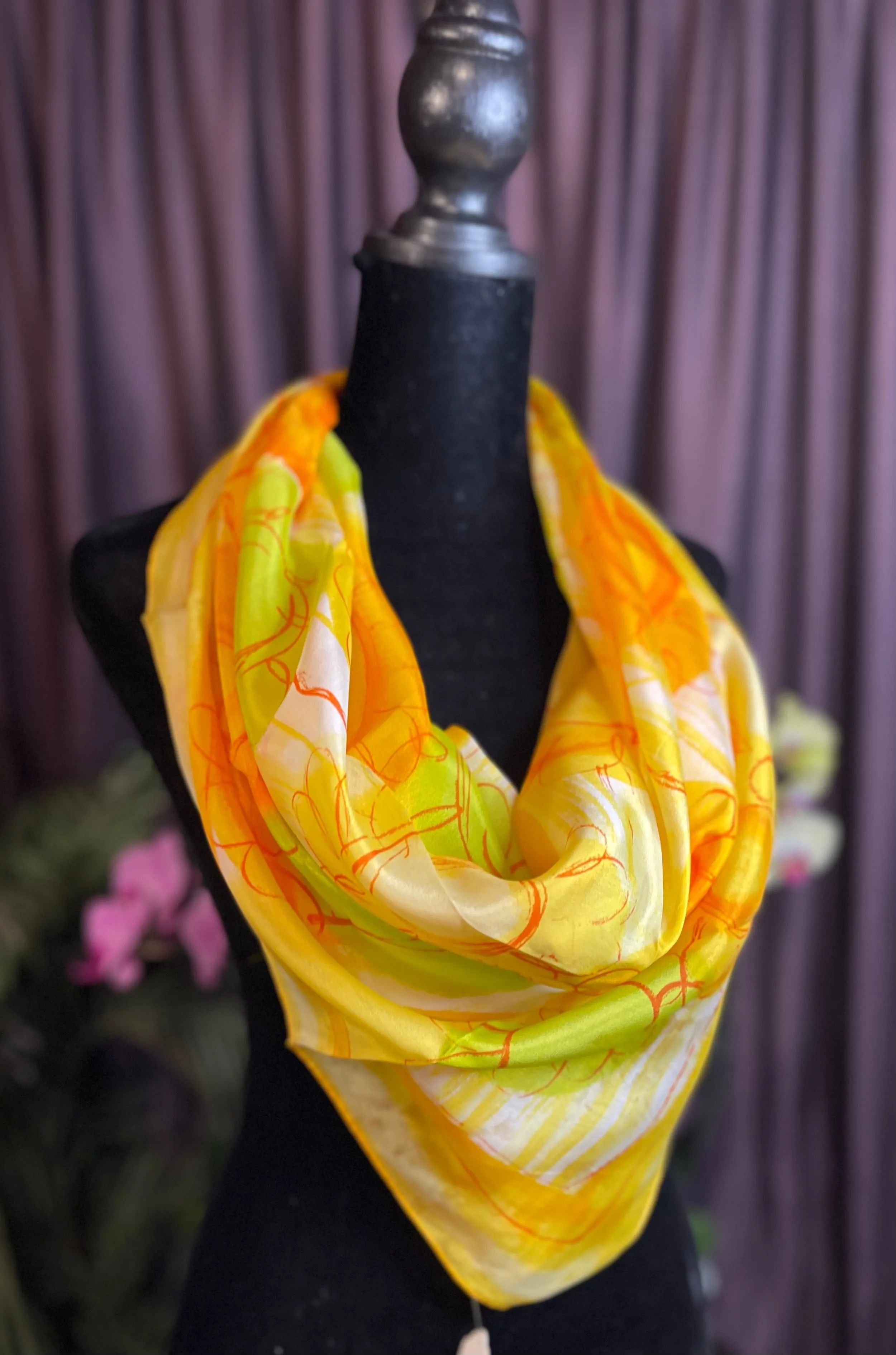 Vintage Square 100% silk Spring Scarf