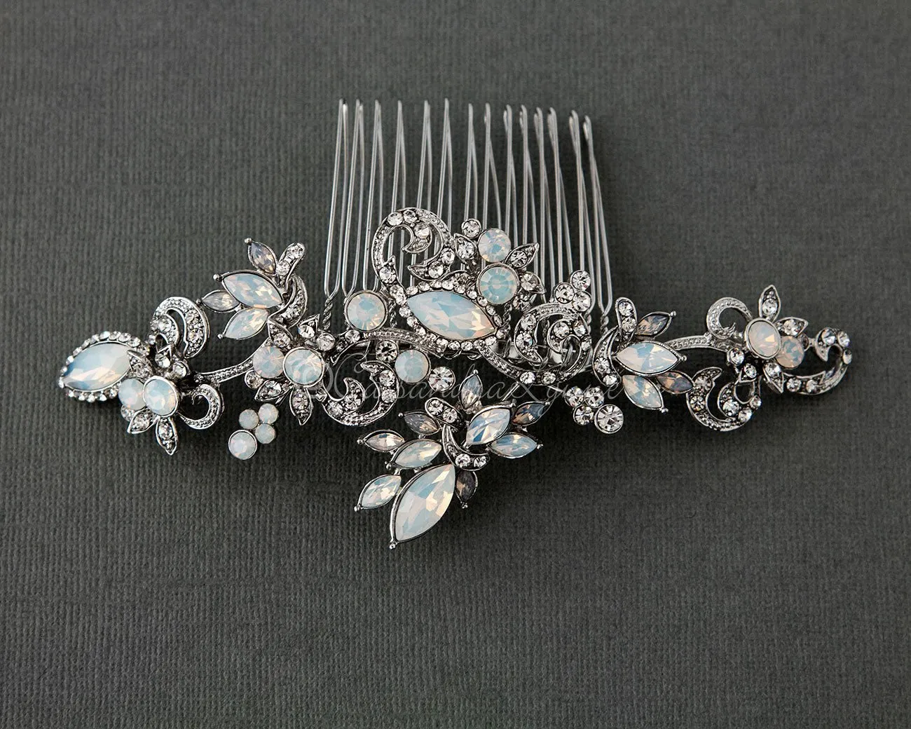 Vintage Wedding Comb with Opal Crystals