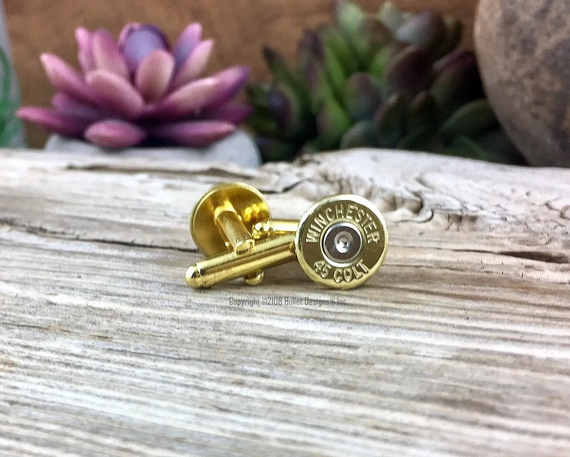 Winchester Colt 45 Brass Bullet Cufflinks