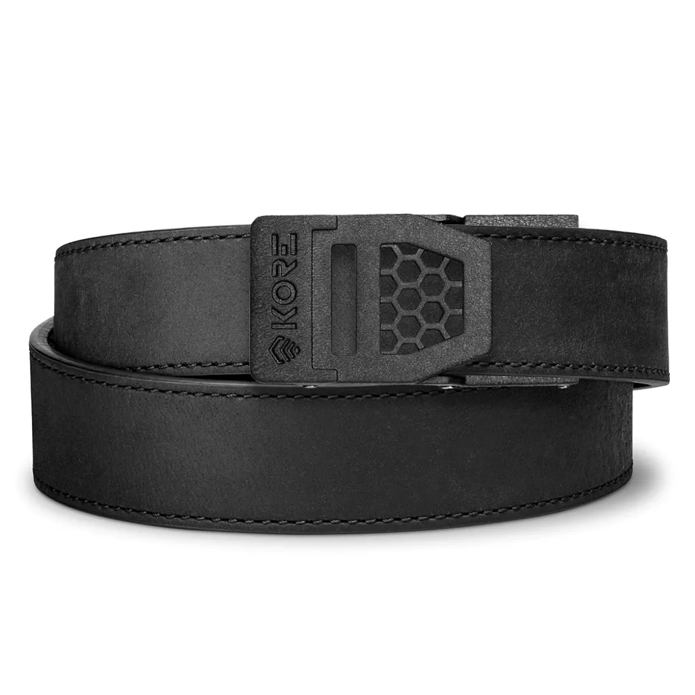 X6 BLACK BUCKLE | BUFFALO LEATHER GUN BELT 1.5"