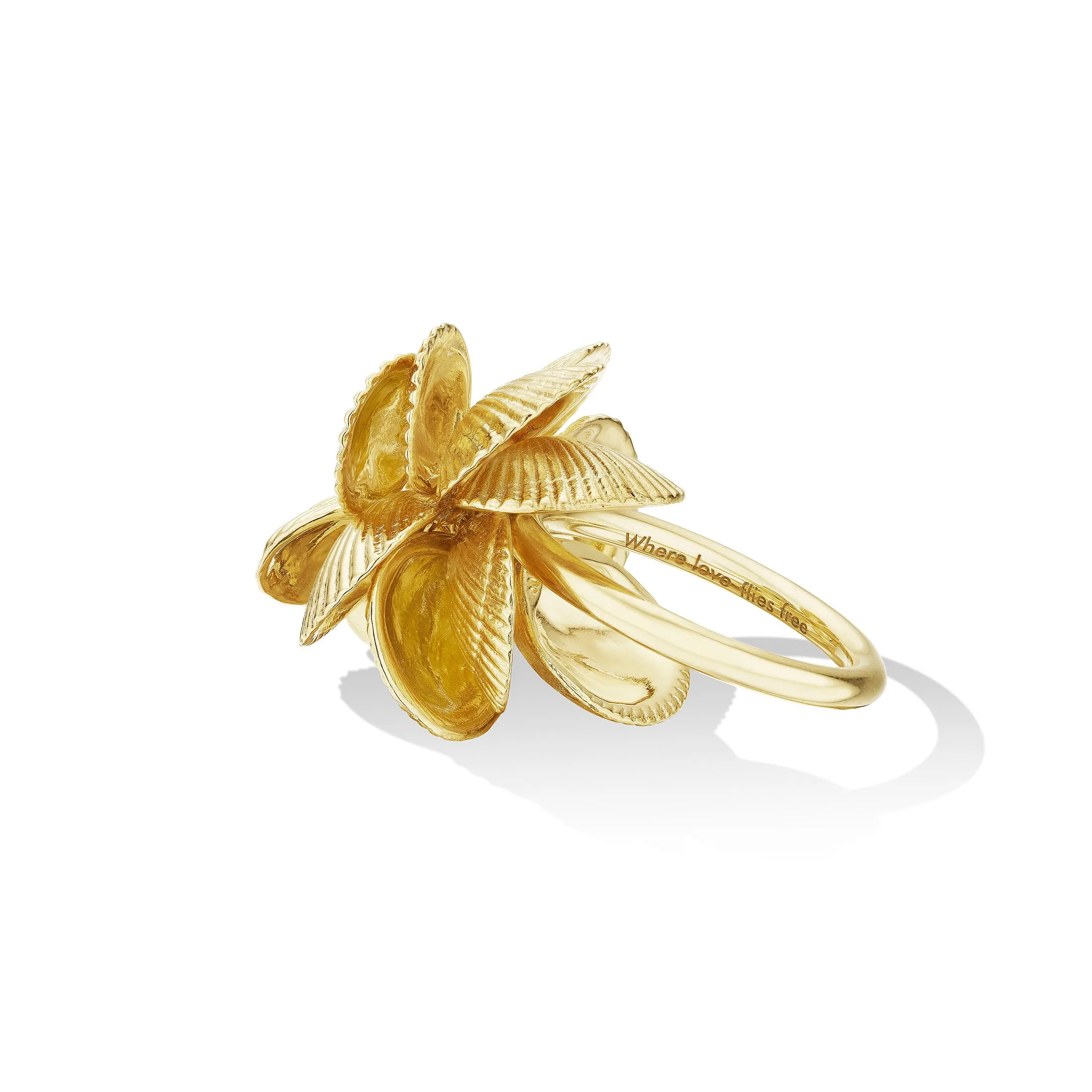 Yellow Gold Shell Charm Ring